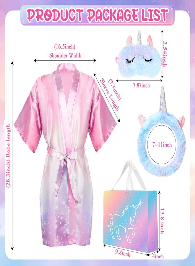 Maiteenly 10 Sets Unicorn Spa Party Supplies for Girls Include Spa Satin Robe Headband Eye Mask Handbag Spa Sleepover Party Favors - Image 3